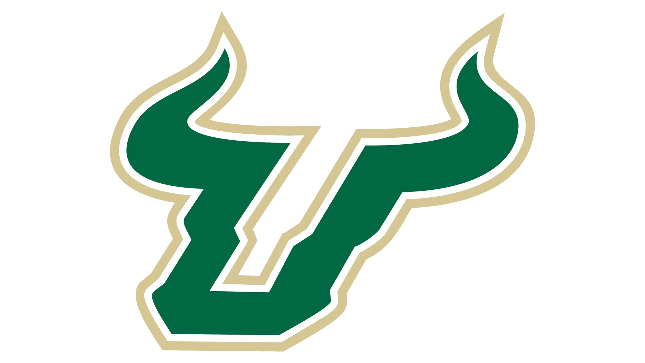 University of South Florida Bulls logo featuring a green letter 'U' with horns
