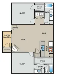 D1P | 2 Bed | 2 Bath | 1134 SQFT