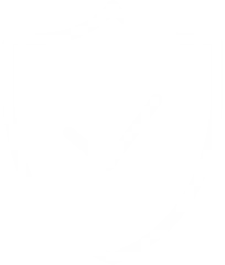 Security Shield Icon A white shield with a checkmark in the center, indicating security or approval.