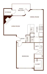 1 bedroom; 1 bathroom