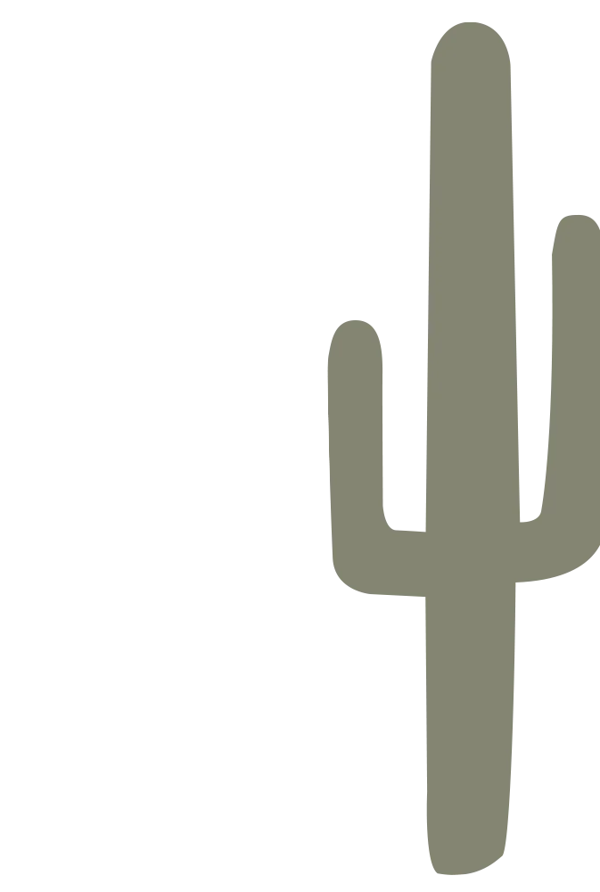 Cactus Silhouette A simple silhouette of a cactus with a tall central trunk and two horizontal arms.