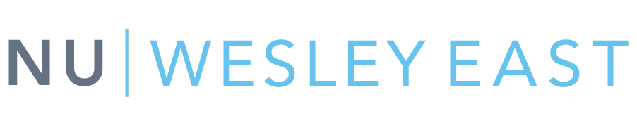 Logo featuring the text 'NU | WESLEY EAST' with a modern font.