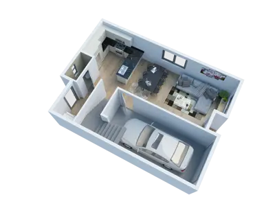 Floor-plan diagram at San Mateo Townhomes.