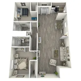 2 Bedroom, 2 Bathroom , 1071 SQFT