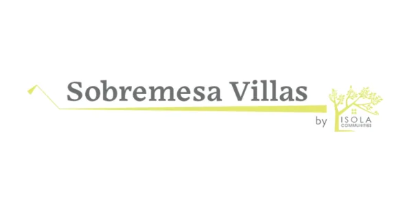 Logo for Sobremesa Villas by Isola Communities featuring a tree icon and modern typography.