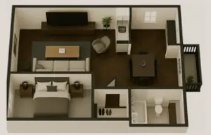 1 Bedroom, 1 Bathroom, 648 SQFT