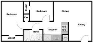 2 Bedroom/1 Bathroom