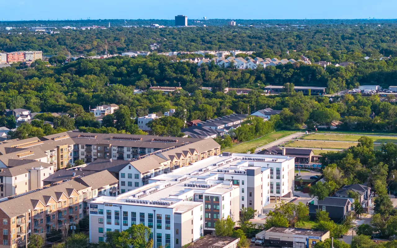 Luxury Apartment for Rent | Aerial view of modern complex