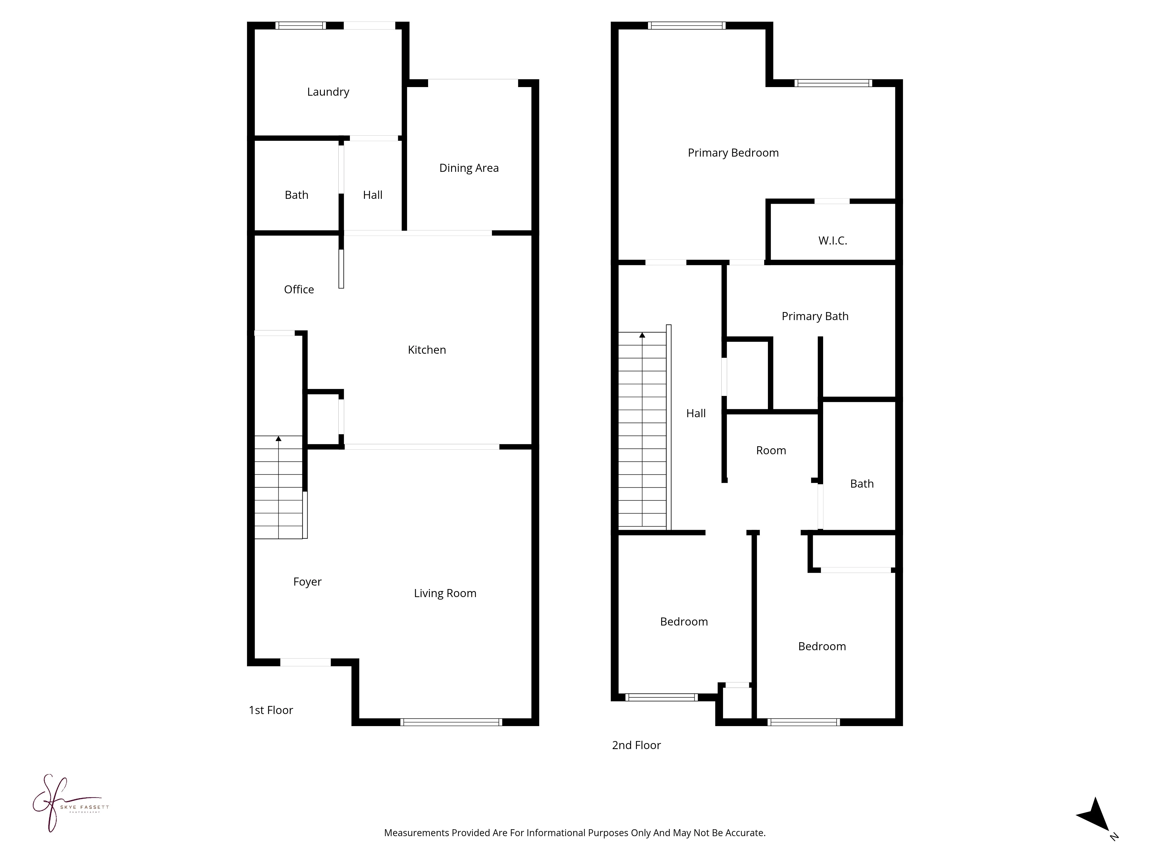 Residential Floor Plan Architectural floor plan of a two-story residential property showing layout with rooms labeled.