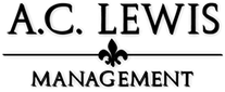 Logo of A.C. Lewis Management featuring a stylish font and decorative elements.