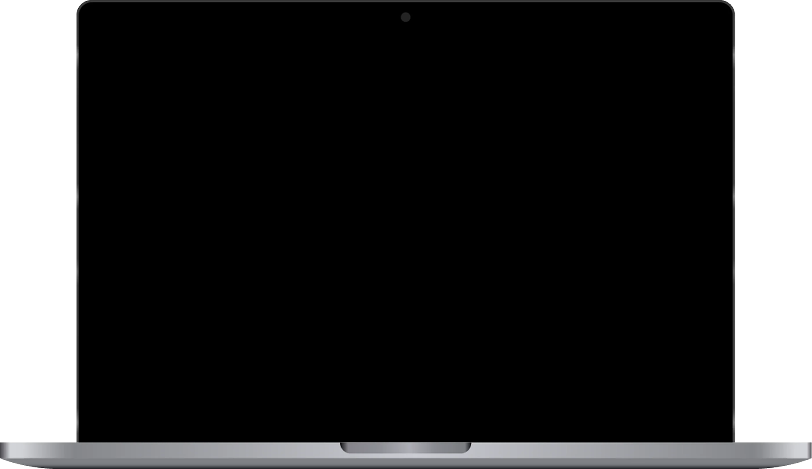 Modern Laptop Mockup A sleek, modern laptop from a frontal view, showcasing a blank screen and a minimalist design.