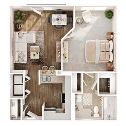 1 bedroom; 1 bathroom