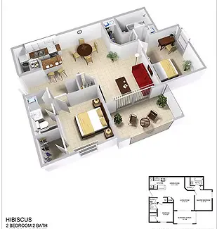Hibiscus | 2 Bed | 2 Bath | Classic Hibiscus | 2 Bed | 2 Bath | Classic