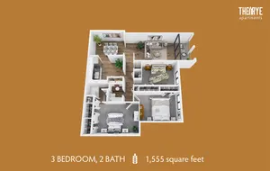 3 Bd 2 Bath Patio/Balcony