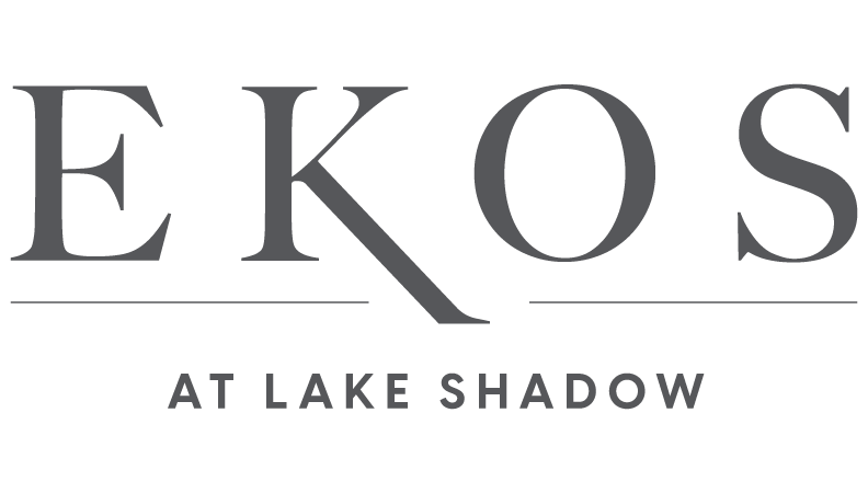 Logo for EKOS Lake Shadow featuring the word 'EKOS' in a stylized font with 'at lake shadow' in smaller letters below.