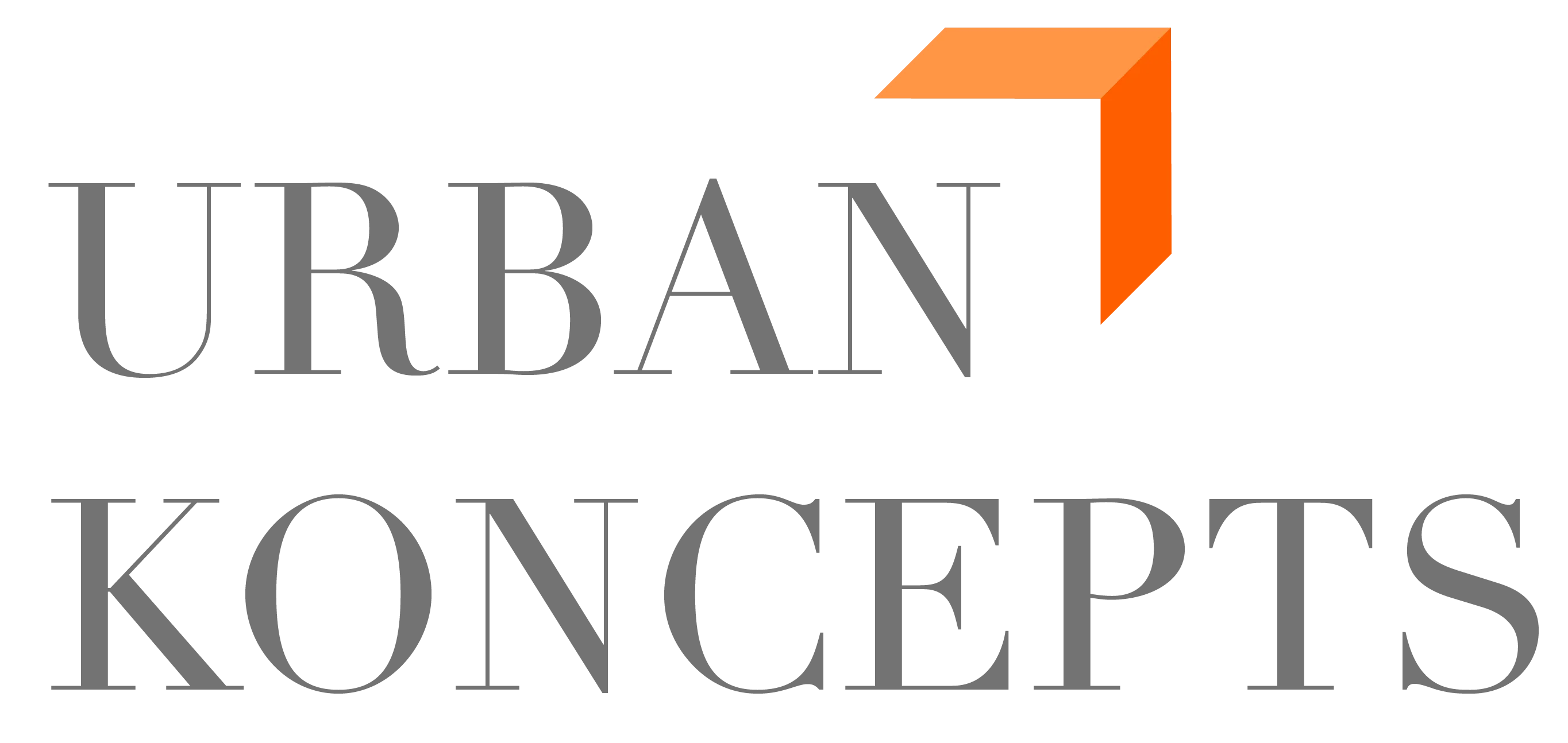 Urban Koncepts Logo Logo featuring the words 'URBAN KONCEPTS' with a stylized orange shape in the top right corner.