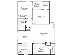 2Bedroom,1Bathroom