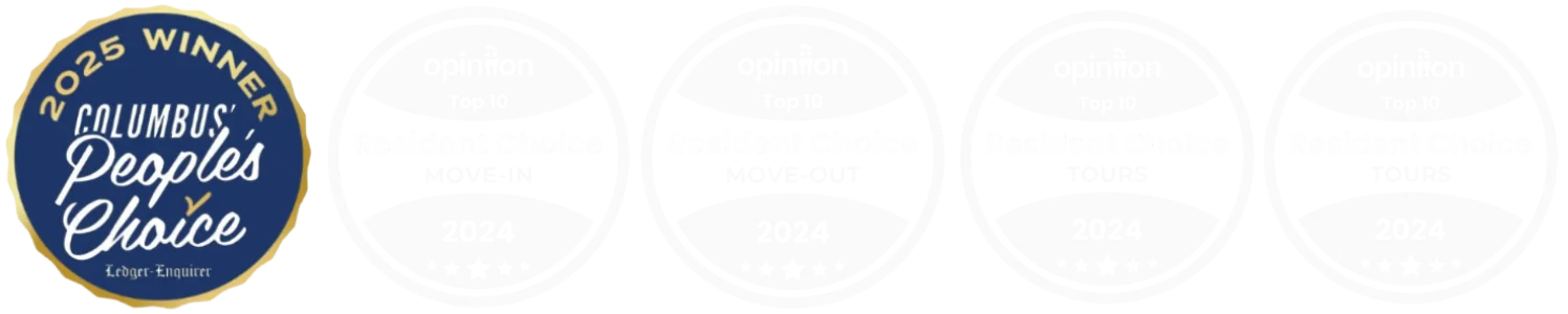 Badges indicating awards for Columbus People's Choice 2025 including Best Overall, Best Carry-Out, Best Tours.