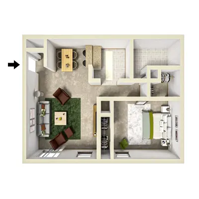 1 Bed / 1 Bath 718 SqFt