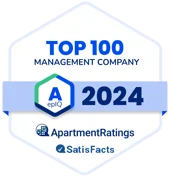Top 100 Management Company 2024 Award Award badge for Top 100 Management Company 2024 from ApartmentRatings and SatisFacts.