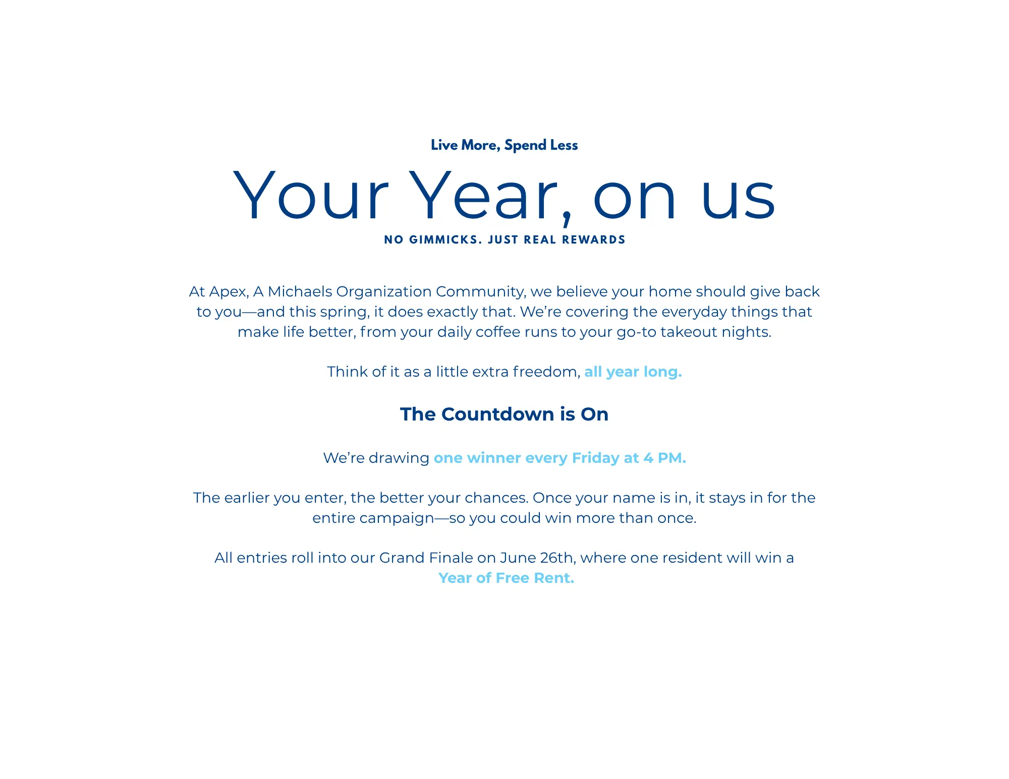 Your Year, on us Contest Promotional flyer for a contest offering rewards with the theme 'Your Year, on us'.
