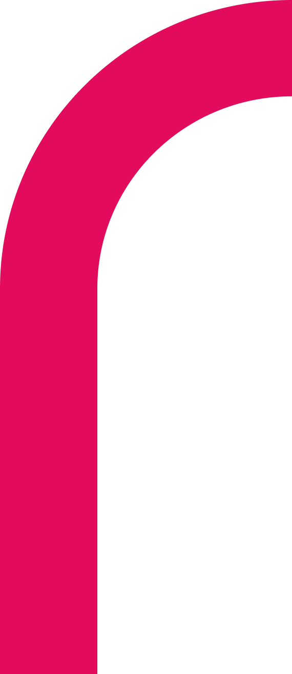 A vibrant pink curved line with a smooth, rounded edge, extending to the left.