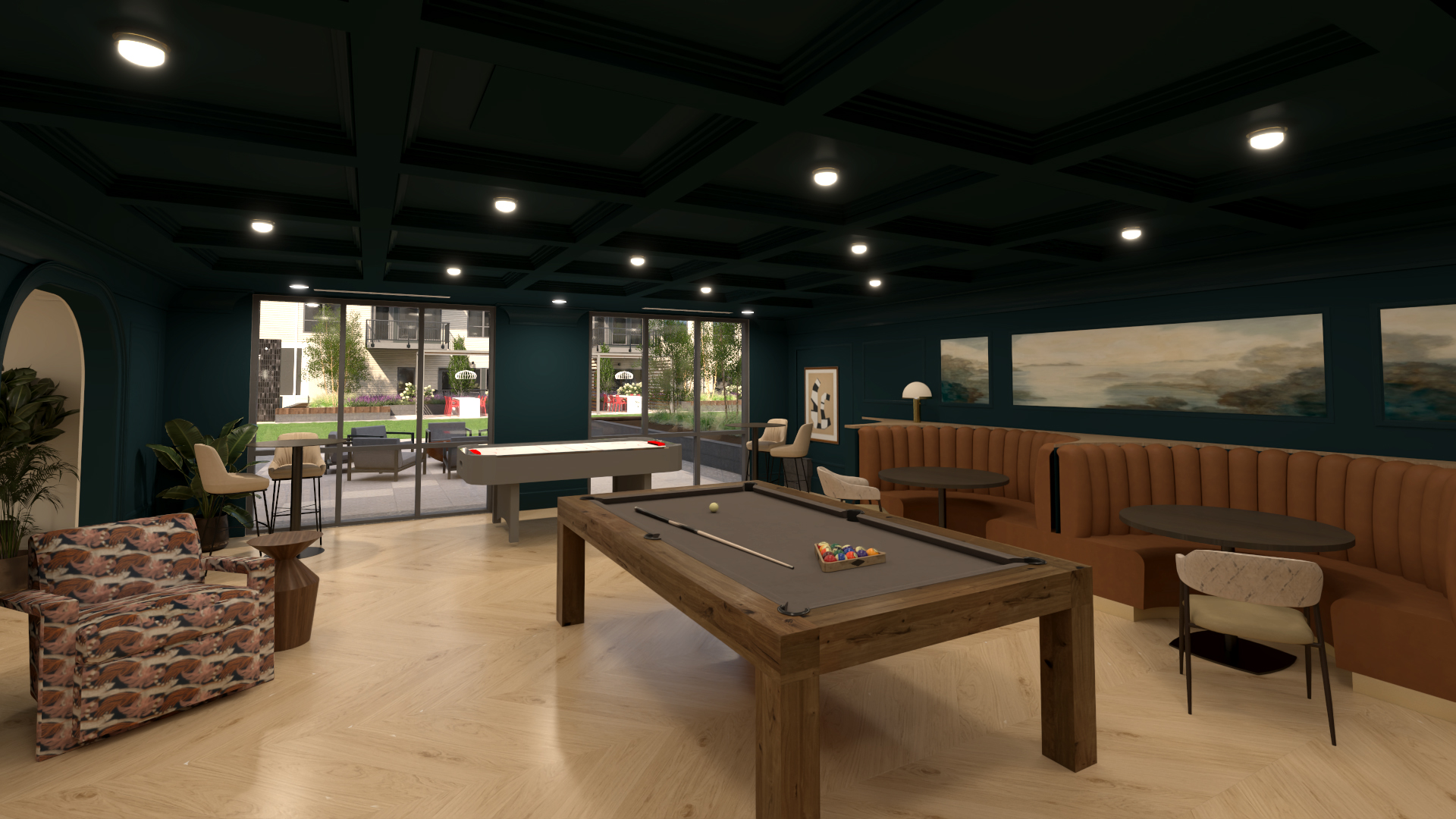 Game room, Pool table, Community space