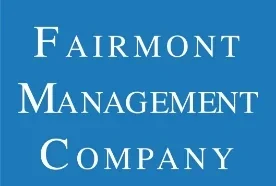 Text logo with blue background displaying the words 'FAIRMONT MANAGEMENT COMPANY' arranged vertically.