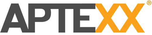Aptexx Logo Logo of Aptexx, featuring the name in gray and orange colors with a registered trademark symbol.