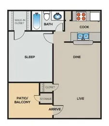 A1 | 1 Bed | 1 Bath | 678 SQFT