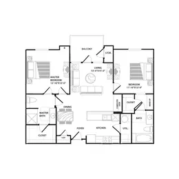 60% 2 Bedroom 2 Bathroom Md 60% 2 Bedroom 2 Bathroom Md