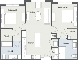 Two Bed - Two Bath 60%