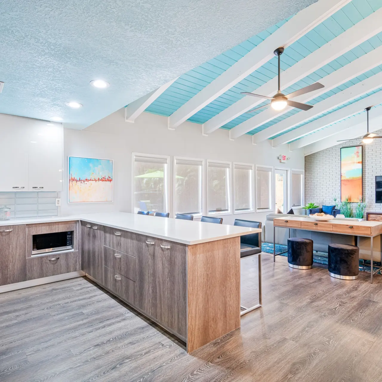 clubhouse living and kitchen area