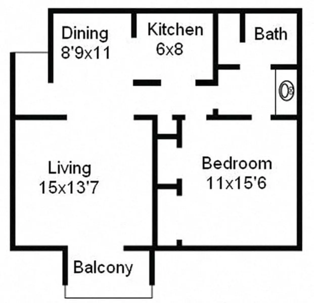 1 bedroom floor plan image at The Carrington Apartments in Hendersonville TN.jpg
