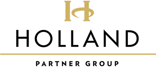 Logo of Holland Partner Group featuring the letters H and P in gold, with the word 'HOLLAND' in bold black letters and 'PARTNER GROUP' in smaller black letters underneath.