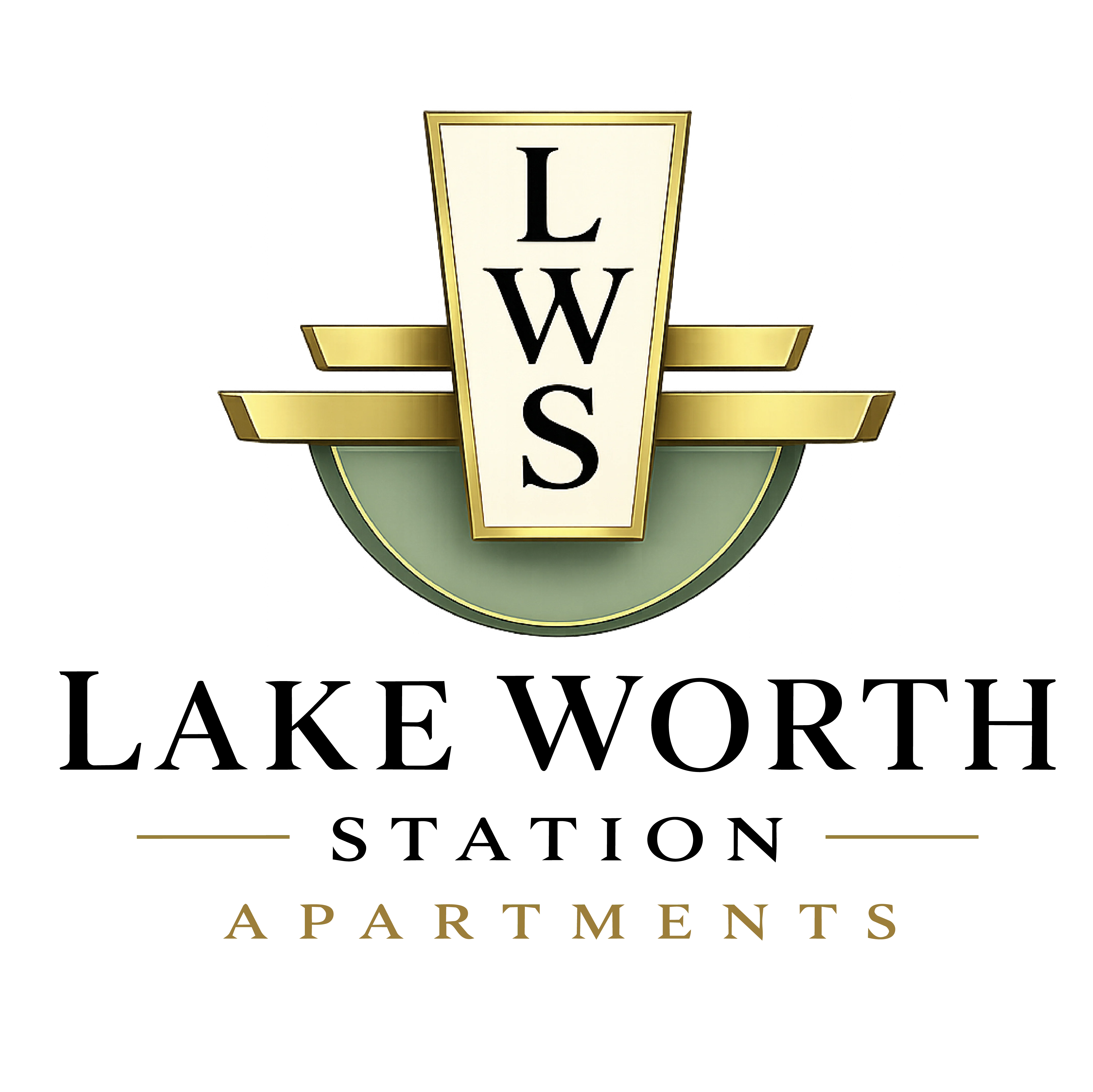 Logo for Lake Worth Station Apartments featuring the initials LWS and the full name in elegant typography.