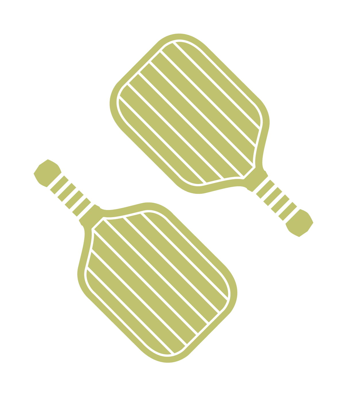 Pickleball Paddles Two pickleball paddles crossed over each other, drawn in a simple line art style with a yellow hue.