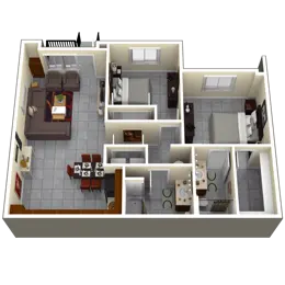 2 Bedroom, 2 Bathroom