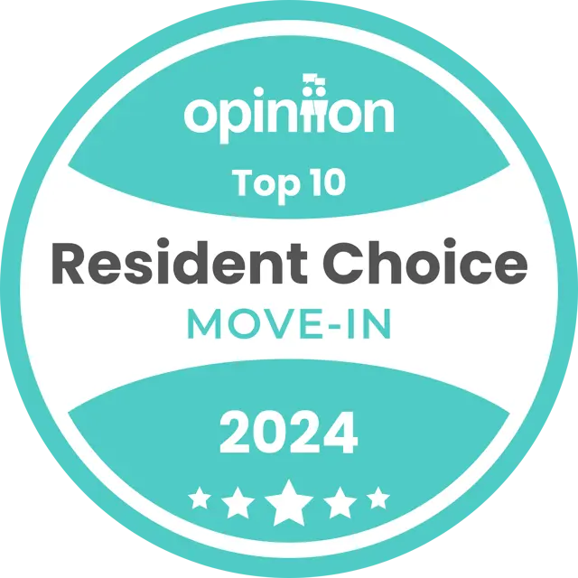 Resident Choice Move-In Award 2024 Award badge indicating top 10 resident choice for move-in 2024.