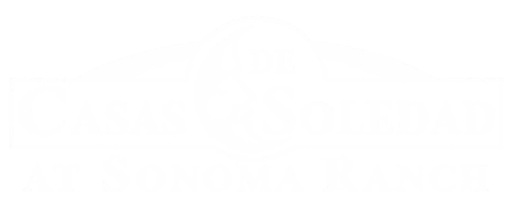 Logo of Casas de Soledad at Sonoma Ranch, featuring decorative text in a white design.