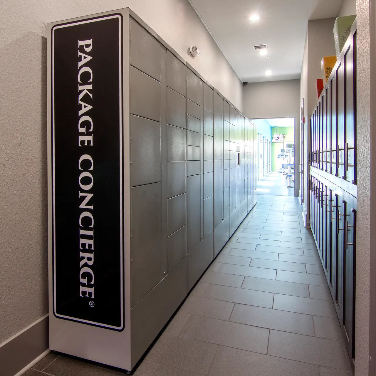 The Pointe Brodie Creek Apartments has a Package Concierge Locker System, which securely stows resident packages for pick-up 24 hours a day.