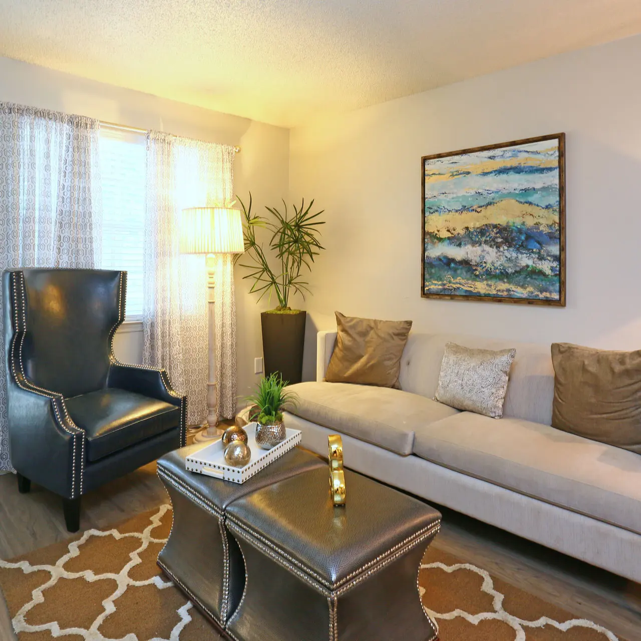 living room with attached balcony