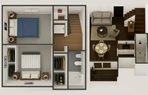 2 Bedroom, 2 Bathroom, 1000 SQFT