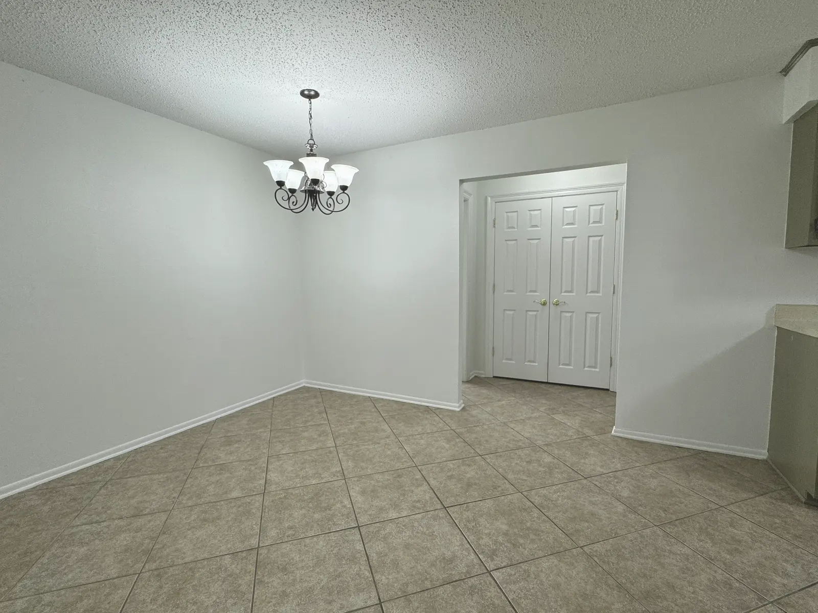 Empty room, Chandelier, White walls