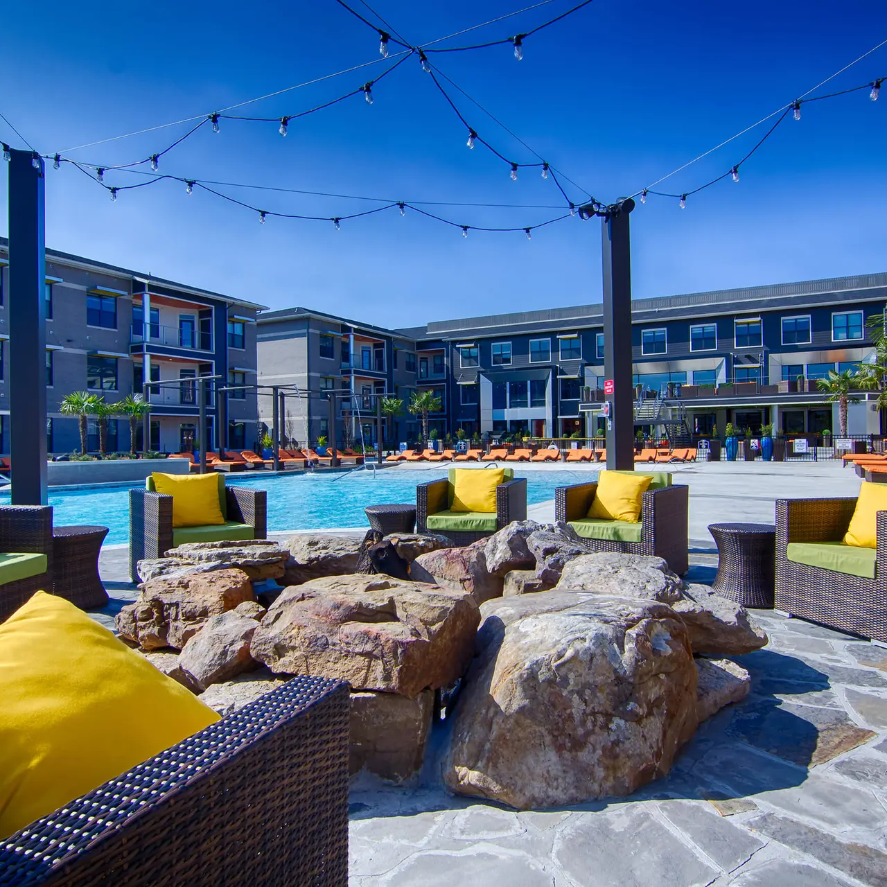 Bowman Pointe Poolside Fire Pits Check out the poolside fire pits at Bowman Pointe in Little Rock, Arkansas.