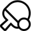 Ping Pong Icon Simple black silhouette of a ping pong paddle and ball icon.