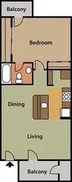 1 Bedroom 1 Bathroom D Floorplan