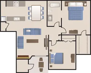 2 bdrm 1 bth