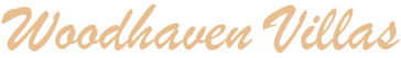 Stylized text reading 'Woodhaven Villas' in a cursive font.
