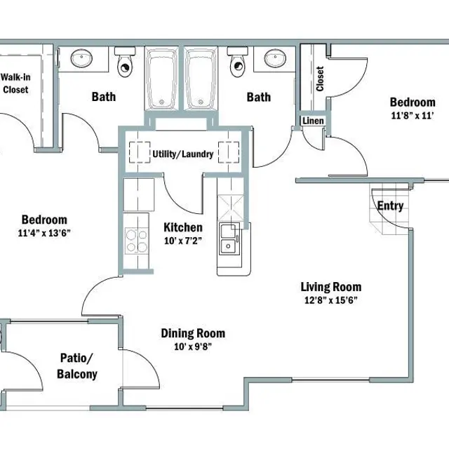 Apartment Floor Plan Layout A detailed floor plan of an apartment layout featuring various rooms with labeled dimensions.